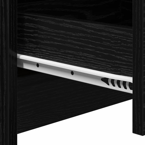 vidaXL Bedside Cabinet with LED Lights Black Oak Engineered Wood