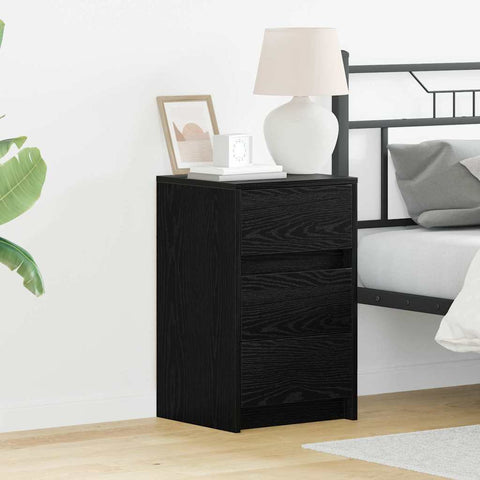 vidaXL Bedside Cabinet with LED Lights Black Oak Engineered Wood