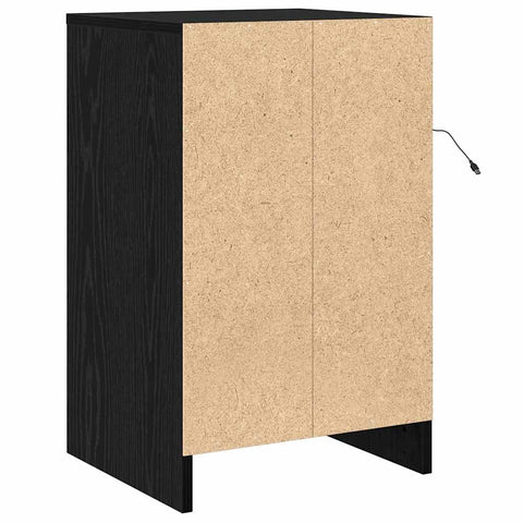 vidaXL Bedside Cabinet with LED Lights Black Oak Engineered Wood