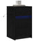 vidaXL Bedside Cabinet with LED Lights Black Oak Engineered Wood