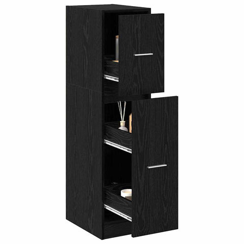 vidaXL Apothecary Cabinet Black oak 30 x 41 x 118 cm Engineered wood