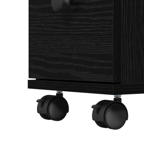 vidaXL Narrow Bathroom Cabinet with Wheel Black oak 33 x 23 x 65 cm