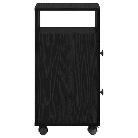 vidaXL Narrow Bathroom Cabinet with Wheel Black oak 33 x 23 x 65 cm