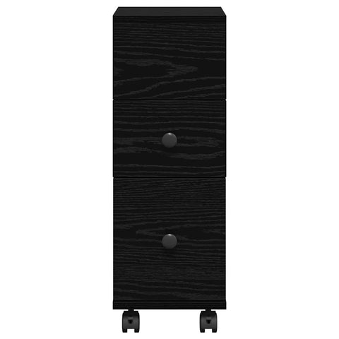 vidaXL Narrow Bathroom Cabinet with Wheel Black oak 33 x 23 x 65 cm