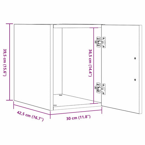 vidaXL Wall Cabinet Black oak 30 x 42.5 x 40 cm Engineered wood