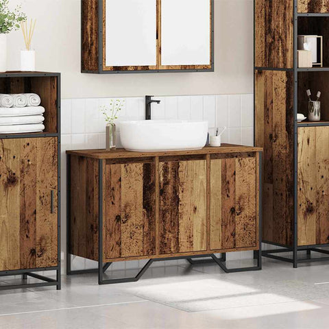 vidaXL Sink Cabinet with Door Old Wood 91 x 35 x 60 cm Engineered wood