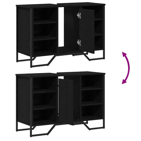 vidaXL Sink Cabinet Black Oak 91 x 35 x 60 cm Engineered wood