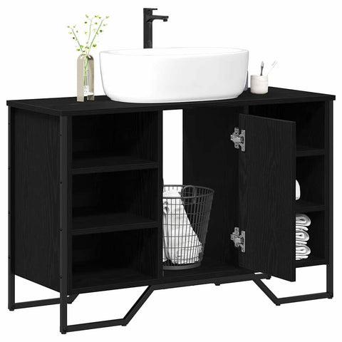vidaXL Sink Cabinet Black Oak 91 x 35 x 60 cm Engineered wood