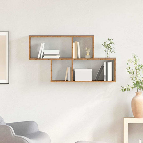 vidaXL Wall Shelf Old Wood 100x20x53 cm Engineered Wood