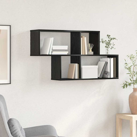 vidaXL Wall Shelf Black Oak 100x20x53 cm Engineered Wood