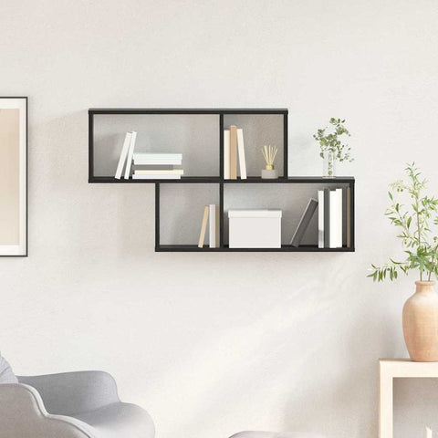 vidaXL Wall Shelf Black Oak 100x20x53 cm Engineered Wood