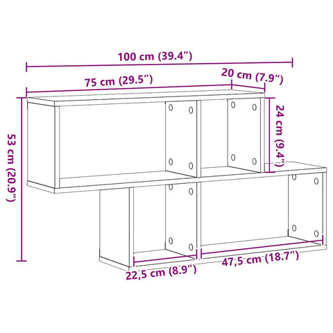 vidaXL Wall Shelf Black Oak 100x20x53 cm Engineered Wood