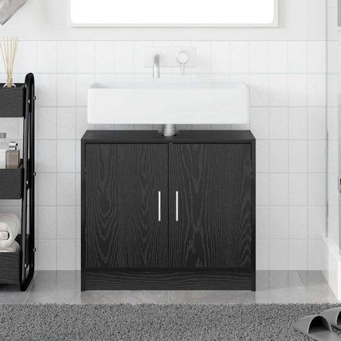 vidaXL Sink Cabinet Black Oak 63 x 29 x 55 cm Engineered wood