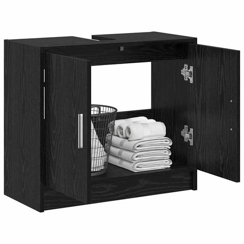 vidaXL Sink Cabinet Black Oak 63 x 29 x 55 cm Engineered wood