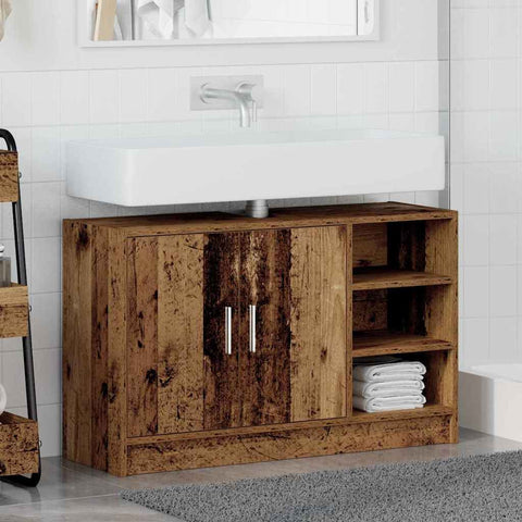 vidaXL Sink Cabinet with Door Old Wood 90 x 29 x 55 cm Engineered wood