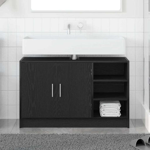 vidaXL Sink Cabinet Black Oak 90 x 29 x 55 cm Engineered wood