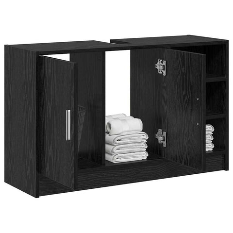vidaXL Sink Cabinet Black Oak 90 x 29 x 55 cm Engineered wood