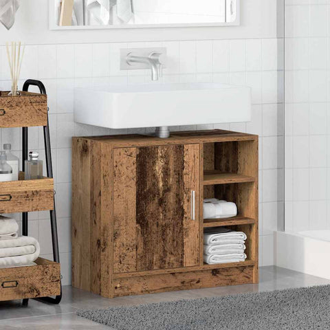 vidaXL Sink Cabinet with Door Old Wood 63 x 29 x 55 cm Engineered wood