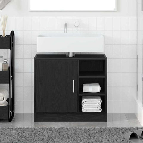 vidaXL Sink Cabinet Black Oak 63 x 29 x 55 cm Engineered wood