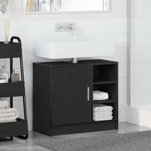 vidaXL Sink Cabinet Black Oak 63 x 29 x 55 cm Engineered wood