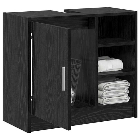 vidaXL Sink Cabinet Black Oak 63 x 29 x 55 cm Engineered wood
