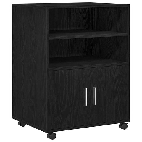 vidaXL Rolling Cabinet Black oak 60 x 48 x 81 cm Engineered wood
