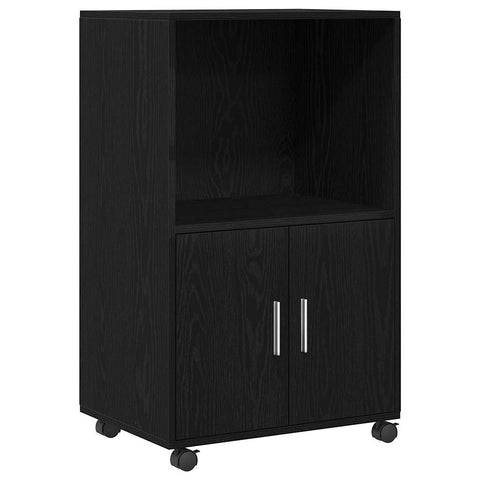 vidaXL Rolling Cabinet Black Oak 55 x 40 x 91 cm Engineered wood