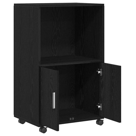 vidaXL Rolling Cabinet Black Oak 55 x 40 x 91 cm Engineered wood