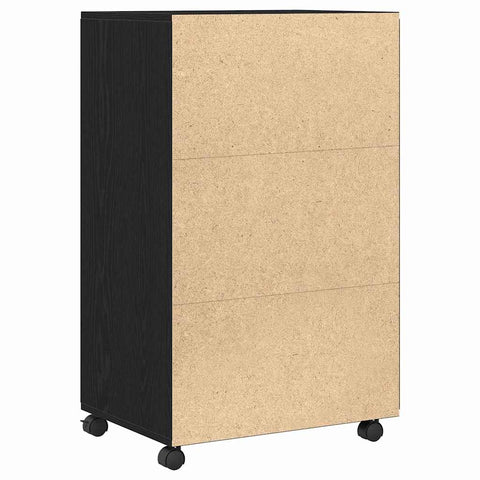 vidaXL Rolling Cabinet Black Oak 55 x 40 x 91 cm Engineered wood