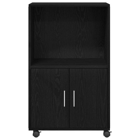 vidaXL Rolling Cabinet Black Oak 55 x 40 x 91 cm Engineered wood