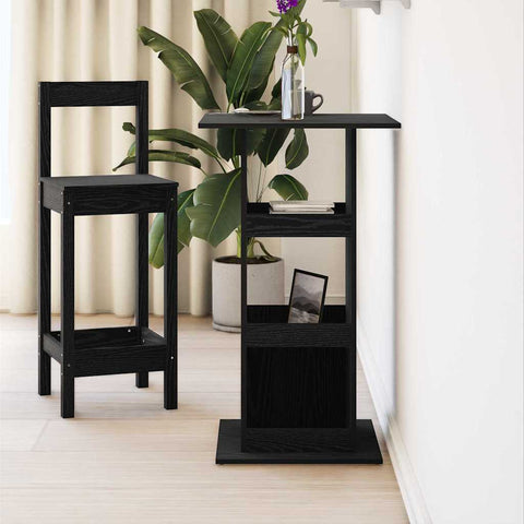 vidaXL Bar Table with Storage Black Oak 60x60x102 cm Engineered Wood
