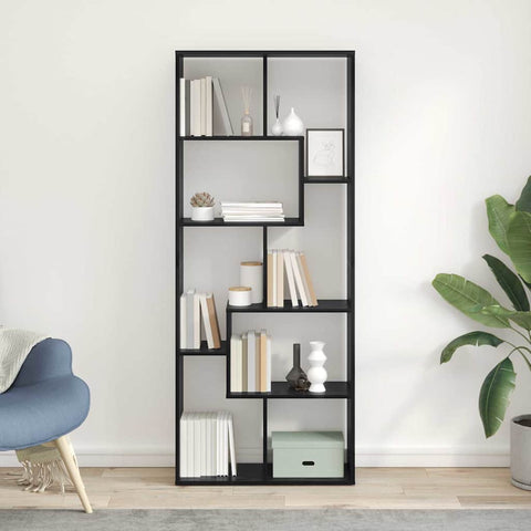 vidaXL Room Divider Bookcase Black Oak 67x25x161.5 cm Engineered Wood