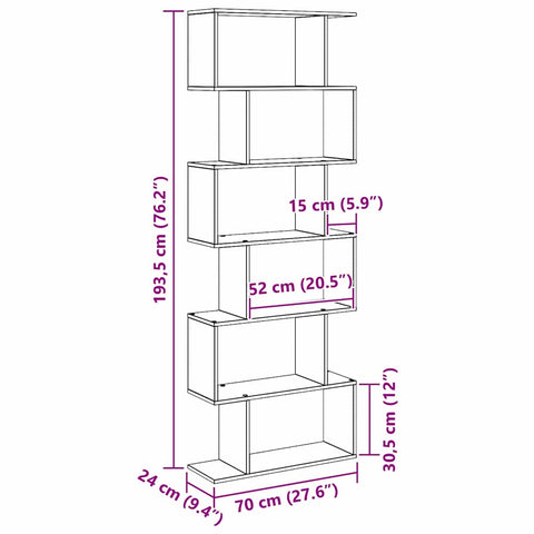 vidaXL Book Cabinet Black 70 x 24 x 193.5 cm Engineered wood