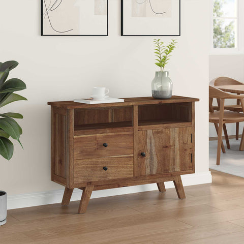 vidaXL Sideboard with Drawer Brown 100 x 30 x 68 cm Solid Teak Wood
