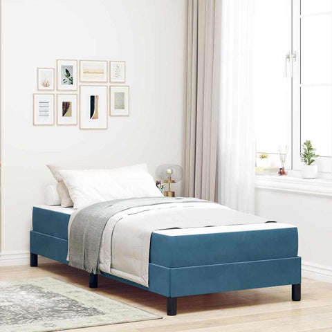 vidaXL Box Spring Bed with Mattress Dark Blue 90 x 210 cm Fabric
