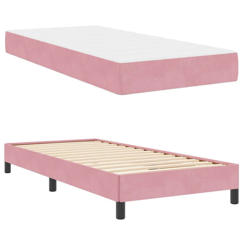 vidaXL Box Spring Bed with Mattress Pink 90 x 210 cm Fabric