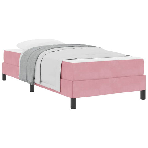 vidaXL Box Spring Bed with Mattress Pink 90 x 210 cm Fabric