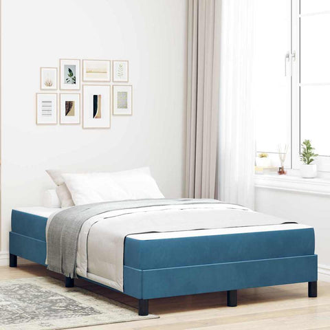 vidaXL Box Spring Bed with Mattress Dark Blue 120 x 210 cm Fabric