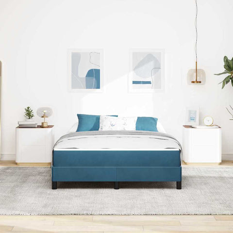 vidaXL Box Spring Bed with Mattress Dark Blue 160 x 210 cm Fabric