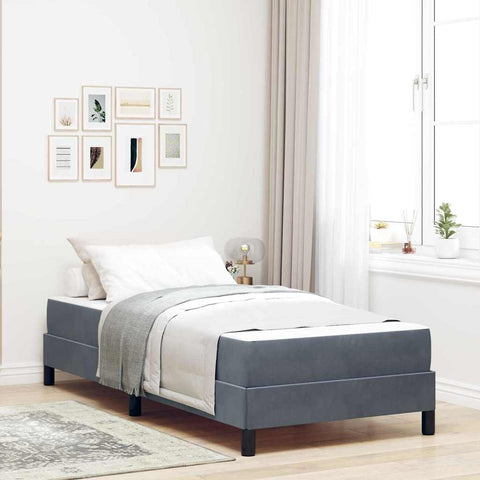 vidaXL Box Spring Bed with Mattress Dark Grey 90 x 220 cm Fabric