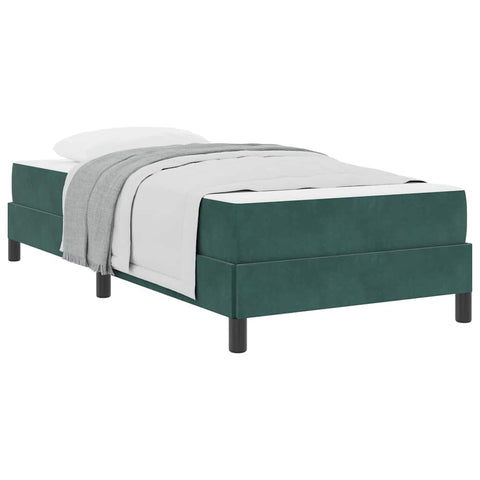 vidaXL Box Spring Bed with Mattress Dark Green 90 x 220 cm Fabric