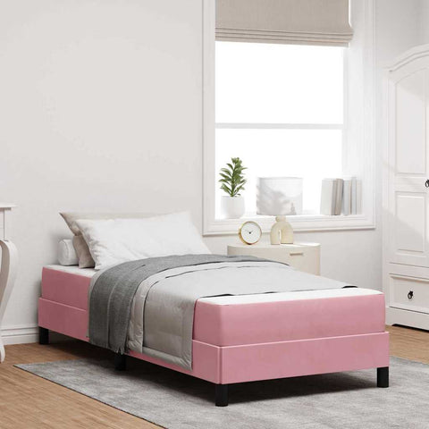 vidaXL Box Spring Bed with Mattress Pink 100 x 220 cm Fabric