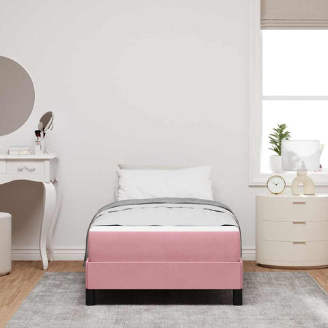 vidaXL Box Spring Bed with Mattress Pink 100 x 220 cm Fabric