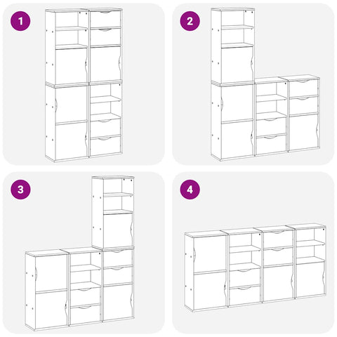 vidaXL Side Cabinets 4 pcs "ODDA" White 40x24x79 cm Solid Wood Pine