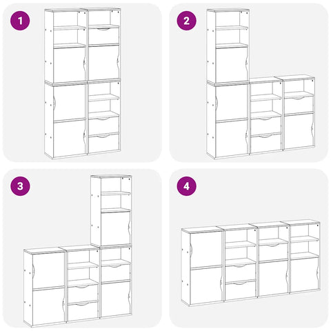 vidaXL Side Cabinets 4 pcs "ODDA" White 40x24x79 cm Solid Wood Pine