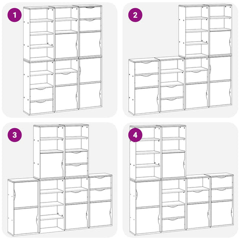 vidaXL Side Cabinets 6 pcs "ODDA" White 40x24x79 cm Solid Wood Pine