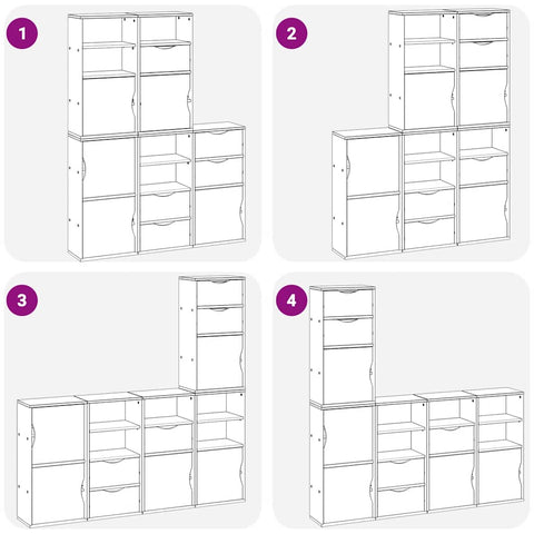vidaXL Side Cabinets 5 pcs "ODDA" White 40x24x79 cm Solid Wood Pine