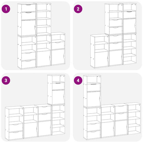 vidaXL Side Cabinets 5 pcs ODDA White 40x24x79 cm Solid Wood Pine