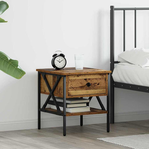 vidaXL Bedside Table Old Wood 40x42x45 cm Engineered Wood
