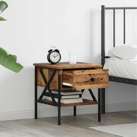 vidaXL Bedside Table Old Wood 40x42x45 cm Engineered Wood